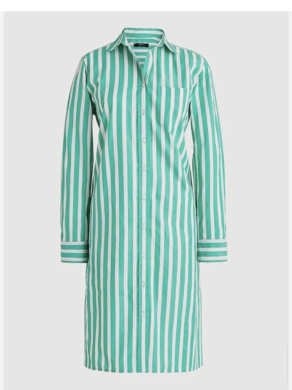 J. Crew Green stripped button down dress / cover-up Small